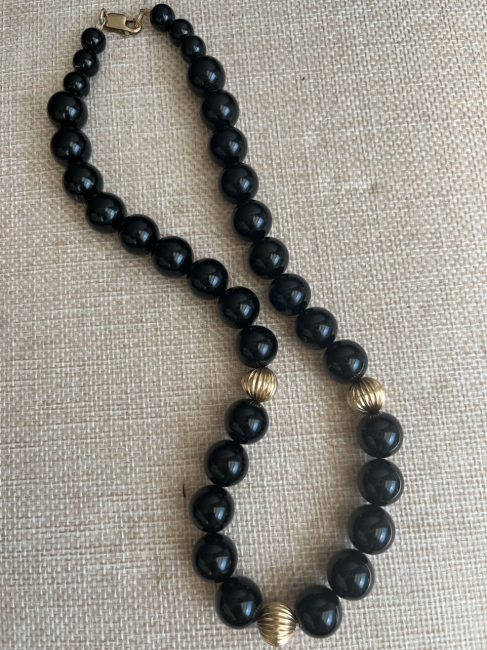 Classic Black Onix Necklace with Gold Accents